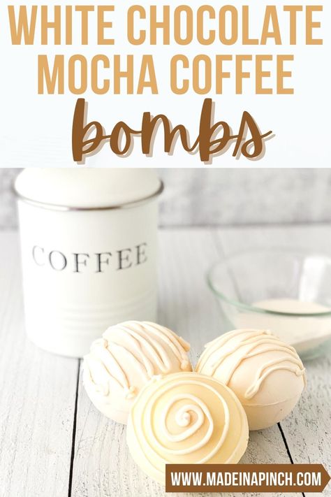 Coffee Bombshell Recipe, White Mocha Coffee, Coffee Bomb Recipe, White Chocolate Mocha Coffee, Coffee Bomb, Chocolate Coffee Creamer, Chocolate Mocha Coffee, French Vanilla Coffee, Farm Flowers