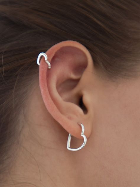 Heart Ear Cuff, Cuff Earring, Silver Ear Cuff, Cute Heart, Mini Heart, Accessories Jewelry Earrings, Women Accessories Jewelry, Silver 925, Ear Cuff