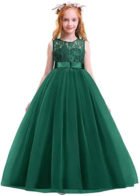 Bridesmaid Dresses Princess, Romantic Dress Casual, Kids Gowns, Cute Lace Dresses, Girl Green Dress, Bridesmaid Dresses Floor Length, Princess Bridesmaid Dress, Girls Ball Gown, Princess Line