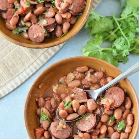 Instant Pot Mexican Pinto Beans Pinto Beans And Sausage, Sausage Bowls, Instant Pot Pinto Beans, Mexican Pinto Beans, Instant Pot Mexican, Sage Stuffing, Pinto Bean Recipes, Refried Beans Recipe, Beans And Sausage