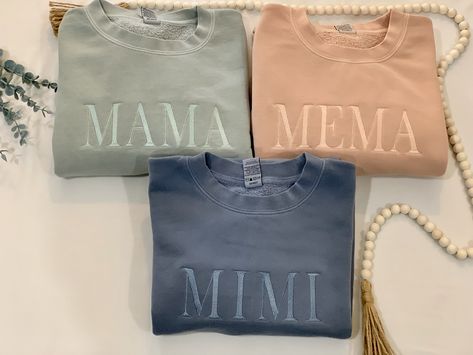 Grandpa Embroidery, Neutral Sweatshirt, Baby Shower Gift For Mom, Mama Crewneck Sweatshirt, Mens Measurements, Color Sweatshirt, Monogram Sweatshirt, Short Words, Pregnancy Reveal