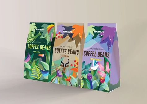 Coffee Beans Packaging, Coffee Bean Packaging, Beans Packaging, Bean Packaging, Packaging Illustration, Presentation Design Layout, Cafe Branding, Holi Festival, Retail Design Blog