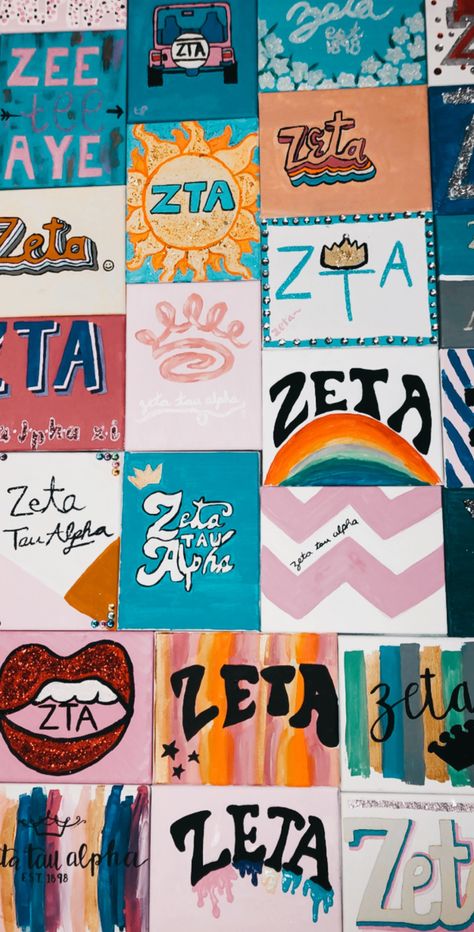 zta Zta Sorority, Zta Canvas Painting, Zta Paintings, Zta Painting Canvases, Zta Canvas, Zeta Painting, Delta Zeta Painting Canvases, Zeta Tau Alpha Canvas, Zta Letters Painted