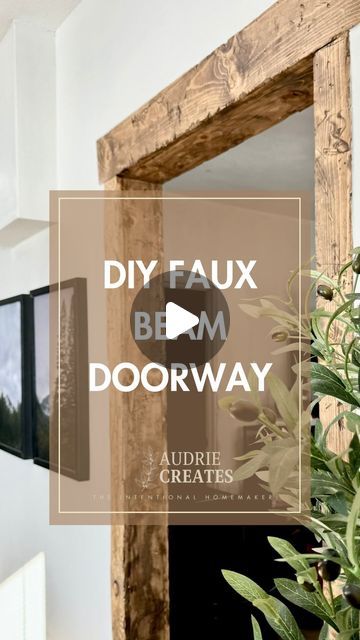 Wooden Beam In Kitchen, Faux Wooden Beam Doorway, Built Ins Around Arched Doorway, Faux Beams Bathroom, Hallway Casing Ideas, Plaster Faux Brick Wall, Create An Arch Doorway, Faux Beam In Doorway, Faux Doorway Beams