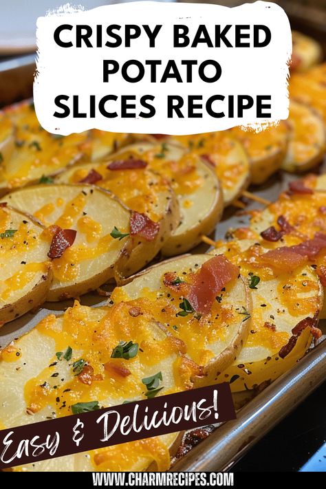 Discover how to make crispy baked potato slices that are not only quick but also incredibly tasty! This simple recipe transforms regular potatoes into delightful baked slices, perfect for a snack or a side dish. Using just plain potatoes, a bit of olive oil, salt, and your favorite seasonings, you can achieve a delicious crunch that everyone will love. Whether you enjoy them with dinner or as a standalone treat, this baked potato slices recipe ensures you're serving versatility on your table. Slices Potatoes In The Oven, Baked Potatoes Slices In The Oven, Slice Potatoes In Oven, Cheesy Sliced Potatoes, Sliced Baked Potatoes In The Oven, Potato Slices In Oven, Sliced Potatoes In The Oven, Oven Cheesy Potatoes, Baked Slices