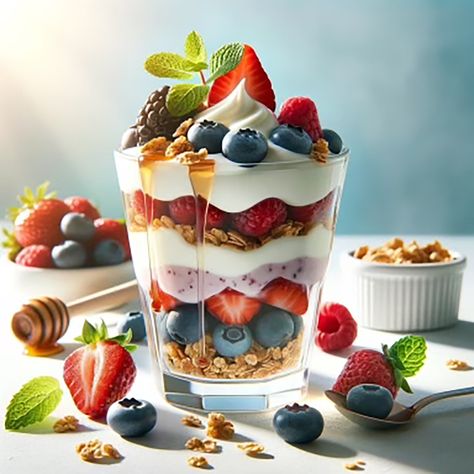 Greek Yogurt and Berry Parfait Ingredients: 2 cups Greek yogurt 1 cup mixed berries (strawberries, blueberries, raspberries) cup granola Honey, for drizzling Mint leaves, for garnish Instructions: 1 In a glass or bowl, layer Greek yogurt and mixed berries. 2 Top with granola and a drizzle of honey. 3 Garnish with mint leaves. #motivation #Inspiration #Fitness #Focus #Strong #Confidence #hapkido #selfdefense #martialarts #shinkikwan #atco #hammonton #UltimateExperience #UltimateParenting #UltimateConfidence #UltimatePride #UltimateFamily Granola Parfait, Berry Parfait, Martial Arts Kids, Strawberries Blueberries, Inspiration Fitness, Mixed Berries, Mint Leaves, Trifle, Kickboxing