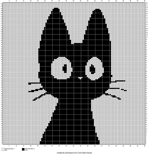 Crochet Cat pattern Black Cat Tapestry Crochet, Tapestry Crochet Cats, Cat Grid Crochet, Cat Pixel Grid Crochet, Crochet Cat Graph, Cat Grid Pattern, Crochet Cat Tapestry, Cat Crochet Tapestry, Small Tapestry Crochet Pattern