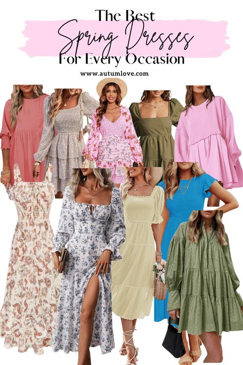 Collage of the best spring dresses Spring Dress Outfits, Dresses From Amazon, Black Closet, Amazon Fashion Finds, Square Neck Dress, Solid Color Dress, 2024 Trends, Dresses 2024, Summer Fashion Trends