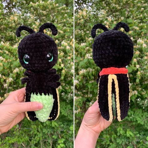 Firefly Crochet Pattern Free, Glow In The Dark Crochet Patterns, Crochet Firefly, Kawaii Patterns, Crochet Candy, Crochet Stuffies, Board Crafts, Diy Glow, Yarn Projects