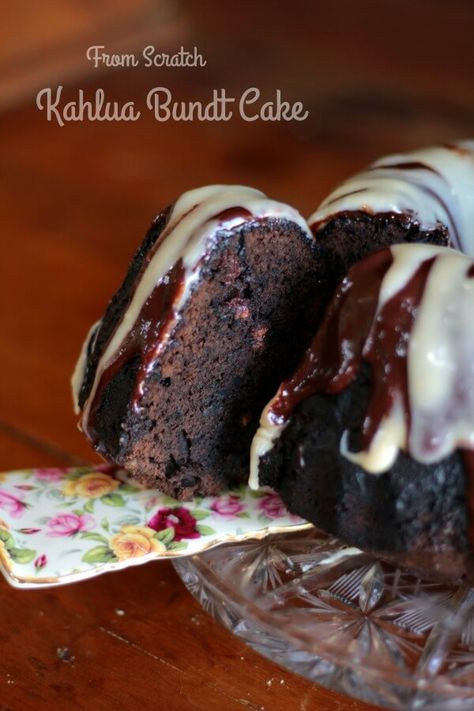 Kahlua Cake Recipe, Pound Cake From Scratch, Brownies Caramel, Kahlua Cake, Cake From Scratch, Chocolate Bundt, Chocolate Fudge Brownies, Boozy Desserts, Chocolate Bundt Cake