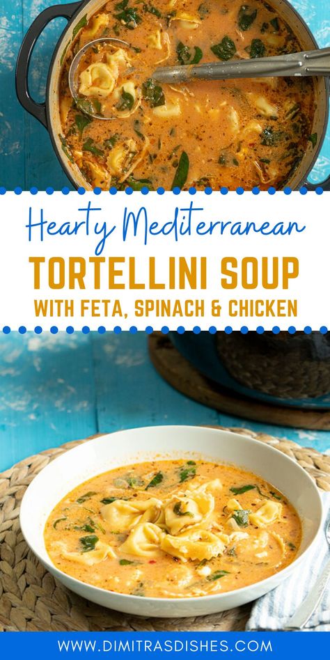 Mediterranean Tortellini Recipes, Soup Recipes Mediterranean, Mediterranean Recipes Soup, Mediterranean Soup Recipes Crock Pot, Tortini Soup, Tortellini Soup Healthy, Healthy Tortellini Soup, Greek Soup Recipes, Mediterranean Diet Soup Recipes