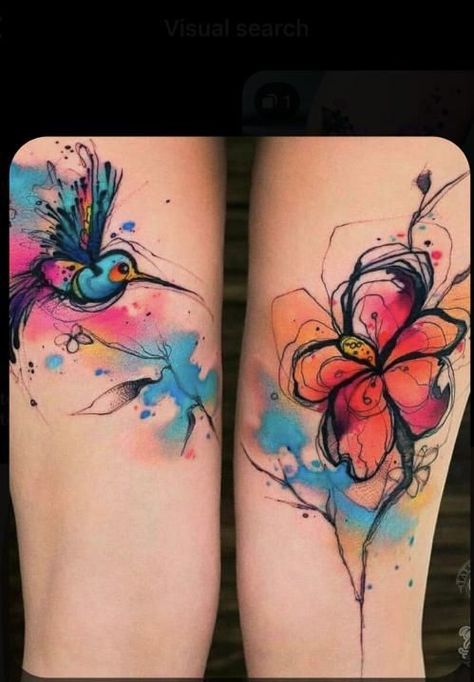 Kiwi Tattoo, Back Of Thigh Tattoo, Bird And Flower Tattoo, Tattoo Trend, Inspiration Tattoos, Geniale Tattoos, Tatuaje A Color, Hummingbird Tattoo, World Tattoo