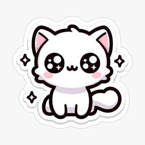 Retrouvez mes designs sur un tas de super produits ! Faites un tour sur ma boutique Redbubble #RBandME : https://www.redbubble.com/fr/i/sticker/Chaton-blanc-aux-grands-yeux-brillants-mignon-et-kawaii-par-Stickers-4-Fun/160018397.EJUG5?asc=u Chat Kawaii, Sticker Cartoon, Cat Stickers, Cats And Kittens, Les Oeuvres, Kittens, Animals, Quick Saves, Kawaii