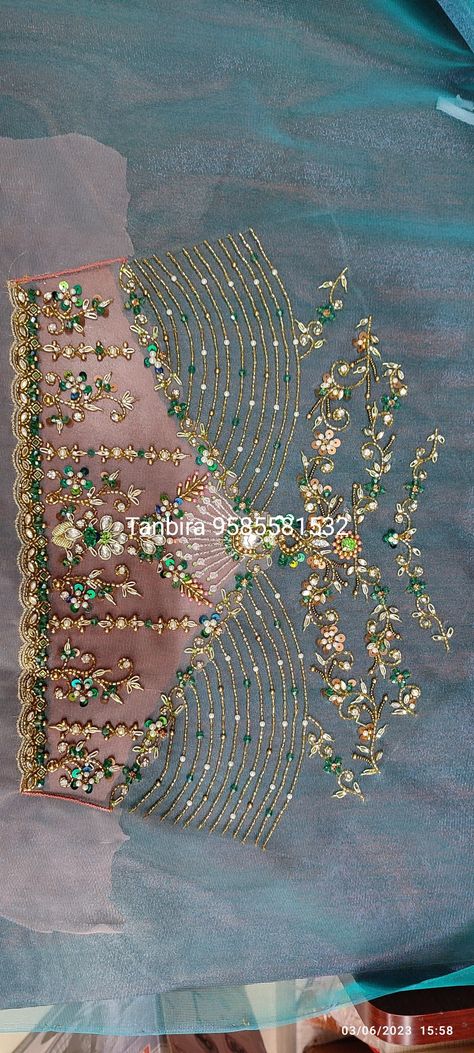 Alya Manasa Blouse Design, Unique Embroidery Designs For Blouse, Full Hand Net Aari Work Blouse, Back Net Aari Work Blouse, Maggam Work On Net Hands, Zardosi Embroidery Blouse Weddings, Net Aari Work Blouse Designs Full Hand, Net Sleeve Aari Work Blouse, Netted Aari Work Blouse Design