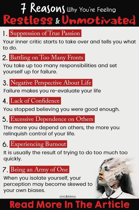 It is only when you work on your present, will you be able to achieve success in the future. So find out the reasons behind feeling restless or your lack of motivation. #burnout #CopingStrategy #demotivation #FeelingAnxious #restless #selfdevelopmentskills #selfmotivation What To Do When You Feel Demotivated, Feeling Restless, Lack Motivation, Mind Management, Mind Journal, Formal Men, Essential Oils Health, Lack Of Confidence, Health Journal