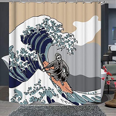 Gray Mountain, Funny Shower Curtains, Gray Shower Curtains, Big Wave Surfing, Funny Skull, Flower Shower Curtain, Country Curtains, Shower Liner, Shower Curtain Hooks