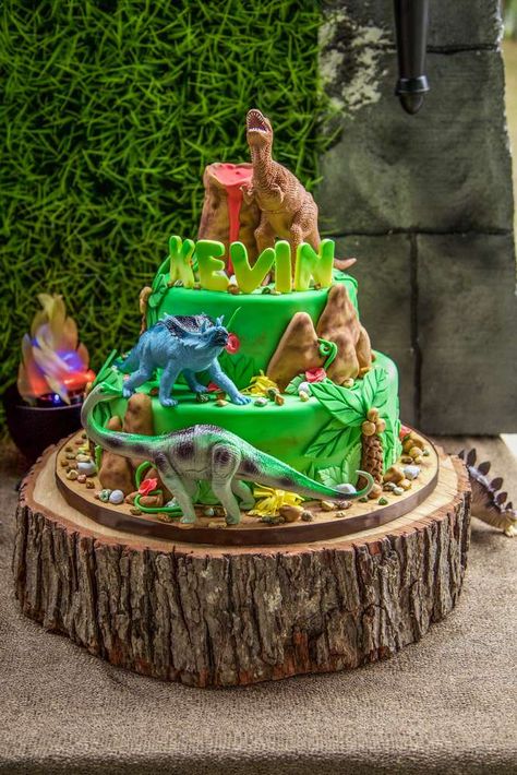 Wow!! Just look at this awesome Dinosaur Birthday cake! See more party ideaas at CatchMyParty.com Jurassic World Birthday Party Ideas, Jurassic World Birthday Party, Jurassic World Birthday, Dinosaur Birthday Cake, Jurassic Park Birthday, Dinosaur Birthday Cakes, Park Birthday, Dinosaur Themed Birthday Party, Dino Birthday Party