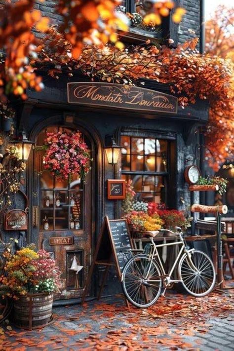 Autumn Restaurant Decor, Fall Bookstore Aesthetic, Fall Cafe Aesthetic, Autumn Restaurant, Fall Season Pictures, Restaurant Vibes, Autumn Love, Autumn Magic, Autumn Scenes