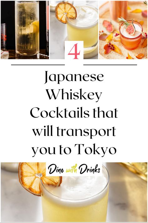 Collage of 4 japanese whiskey cocktails. Japanese Old Fashion, Japanese Cocktails Recipes, Japanese Inspired Cocktails, Japanese Highball, Japanese Cocktail Bar, Highball Recipe, Japanese Whisky Cocktails, Japanese Whiskey Cocktail, Japanese Whisky Bar