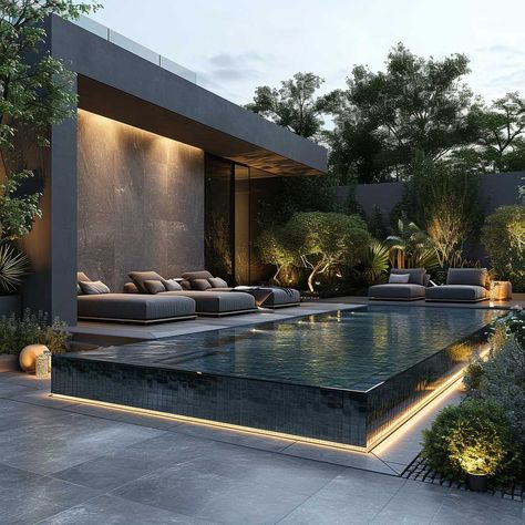 19+ Chic Pool Landscaping Designs to Elevate Your Outdoor Space • 333+ Art Images Hotel 1928, Pool Garage, Cabinets Bedroom, Tattoo Garden, Garden Tattoo, Luxury Swimming Pools, Gardening Landscaping, Luxury Pools, Garden Drawing