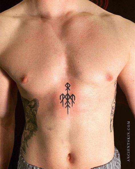 ANCIENTSKIN’s Instagram post: “I placed the holy bindrune of @wardruna with all it‘s power on the solar plexus of my client. In honour of the work of @einar_selvik and…” Wardruna Tattoo, Solar Plexus Tattoo, Norse Tattoo, Nordic Tattoo, Solar Plexus, Plexus Products, Tatting, Tattoo Ideas, Solar