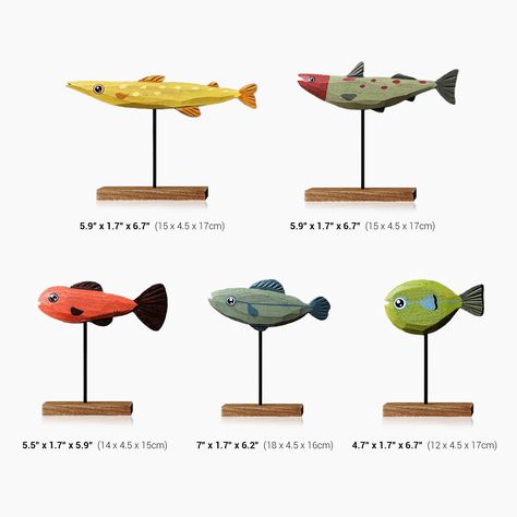 Freshwater Fish Hand-Crafted Wooden Sculpture – OnShelf Fish Statue, Fish Model, Sculpture Stand, Beach Ornaments, Fish Ornaments, Wood Fish, Cartoon Fish, Nautical Party, Wooden Fish