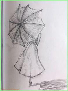 Sketches Of Girls Faces, Umbrella Drawing, Cartoon Drawings Of People, Girl Drawing Sketches, Art Sketches Pencil, Autumn Scenes, Sketches Easy, Pencil Sketch, Art Drawings Sketches