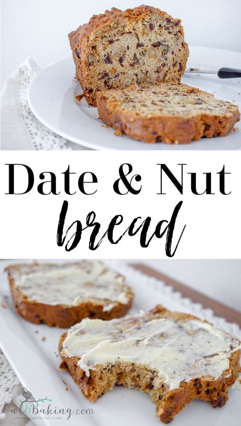 This date & nut bread recipe is hearty, packed with naturally sweet, chopped dates and buttery walnuts. This bread makes for the perfect breakfast on a snowy day. Date and Nut Bread recipe. Baking Recipes Quick, Breakfast Ideas For A Group, Quick Sweet Treats, Date Bread, Date Nut Bread, Chopped Dates, Nut Bread Recipe, Walnut Bread, Date Recipes