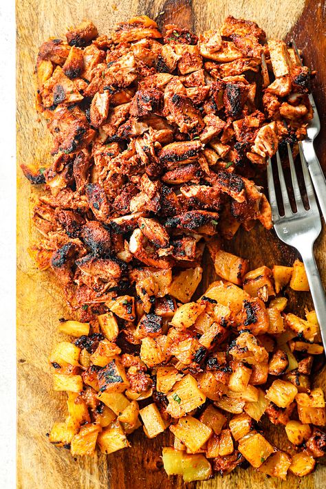 Chicken La Pastor, Tacos Al Pastor Crockpot, Chicken Al Pastor Bowl, Chicken El Pastor Tacos, Chipotle Chicken El Pastor, Al Pastor Chicken Tacos, Chipotle Al Pastor Chicken Copycat, Chicken Al Pastor Recipe Slow Cooker, Chicken Al Pastor Crockpot