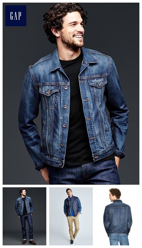 1969 heritage denim jacket (medium blue wash) Jacket Outfits Men, Denim Jacket Men Style, Blue Denim Jacket Outfit, Blue Jean Jacket Outfits, Jean Jacket Outfits Men, Denim Outfit Men, Blue Jean Outfits, Fitted Denim Jacket, Jean Jacket Outfits