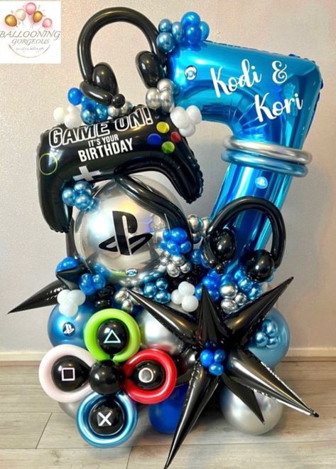 Gaming Balloon Bouquet, Gamer Balloon Decor, Number 7 Balloon Decoration, Video Game Balloon Bouquet, Video Game Balloon Arch, Gaming Balloon Garland, Gamer Bouquet, Gamer Balloon Bouquet, Fortnite Balloon Garland