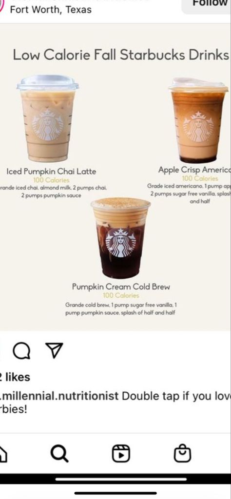 Starbucks Swaps, Sugar Free Starbucks Drinks, Chai Tea Latte Starbucks, Healthy Coffee Drinks, Low Sugar Drinks, Starbucks Fall Drinks, Coffee Orders, Cold Starbucks Drinks, Starbucks Orders