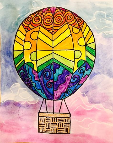 4th Grade Hot Air Balloons! – tinyartroom Art To Remember Projects, Art With Straws, Blow Painting Art, Square One Art, Art To Remember, Blow Painting, Square 1 Art, Third Grade Art, Hot Air Balloons Art