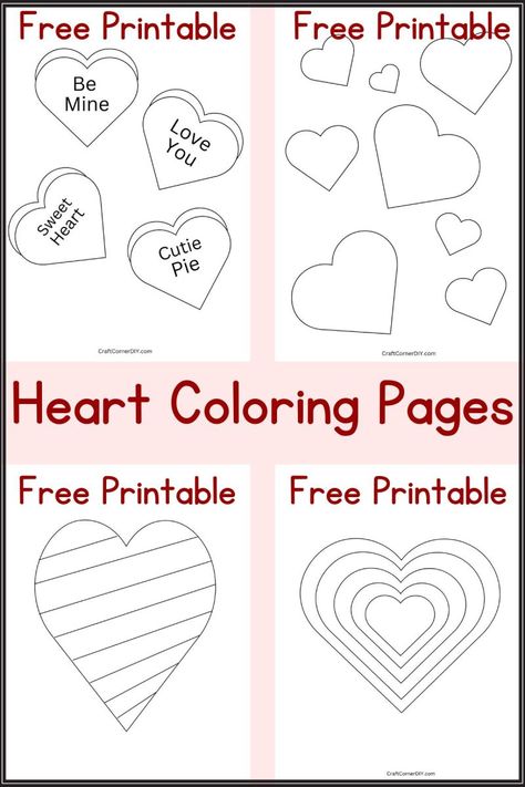 Free Heart Coloring Pages: Free Printable | Craft Corner DIY Classroom Valentines Party, Valentine Candy Hearts, Free Printable Crafts, Heart Coloring Pages, Valentine's Day Crafts For Kids, Valentines Day Coloring, Coloring Pages Free Printable, Heart Printable, Paper Candy