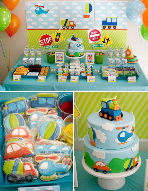 Transportation themed birthday party via Kara's Party Ideas | KarasPartyIdeas.com (1) Helicopter Party, Auto Party, Transportation Birthday Party, Transportation Party, Transportation Birthday, Train Theme, Gorgeous Birthday, Cars Theme Birthday Party, Car Party