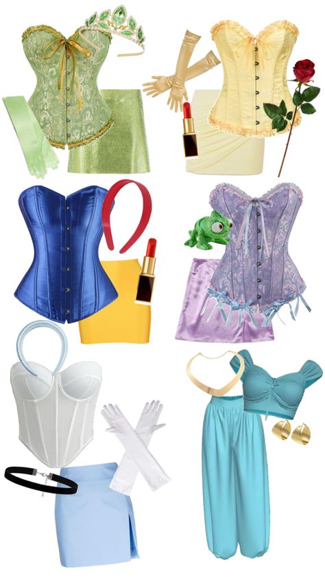 #disney #disneyprincess #disneyprincesses #snowwhite #tiana #belleandthebeast #beautyandthebeast #rapunzel #tangled #jasmine #cinderella #fyp #costume #costumeinspo #halloween #groupcostume Rapunzel Halloween Costume, Jasmine Halloween Costume, Character Halloween Costumes, Cute Group Halloween Costumes, Matching Halloween Costumes, Classy Halloween Costumes, Princess Halloween Costume, Trio Halloween Costumes, Hot Halloween Outfits