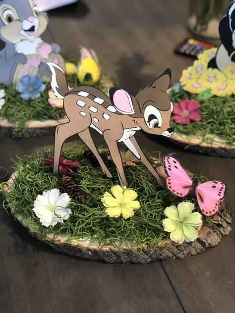 Bambi Gender Reveal Ideas, Bambi Centerpieces, Bambi Baby Shower Ideas Centerpieces, Bambi Dessert Table, Bambi Centerpiece Ideas, Bambi Party Ideas, Bambi Woodland Birthday Party, Bambi Decorations Birthday Parties, Bambi Decorations