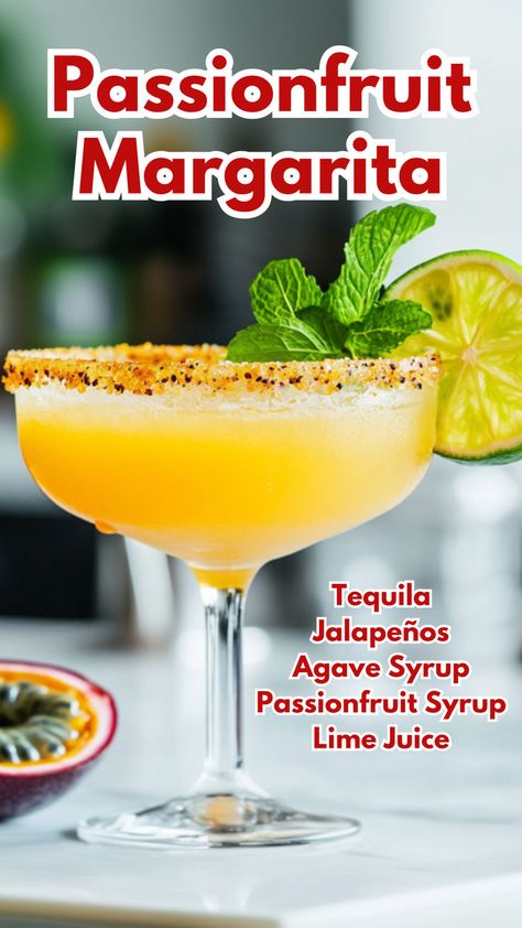 Passionfruit Margarita Passionfruit Margarita, Margarita Flavors, Cocktail Cards, Passion Fruit Margarita, Flavored Margaritas, Mango Margarita, Watermelon Margarita, Lime Salt, Best Cocktail Recipes