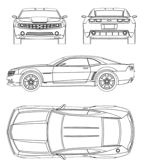 Car Reference For 3d Modeling, Chevrolet Camaro Drawing, Car Blueprint 3d Modeling, Car Blue Print, Camaro Drawing, Mustang Blueprint, Chevrolet Camaro Art, Cars Blueprints, Truck Blueprint