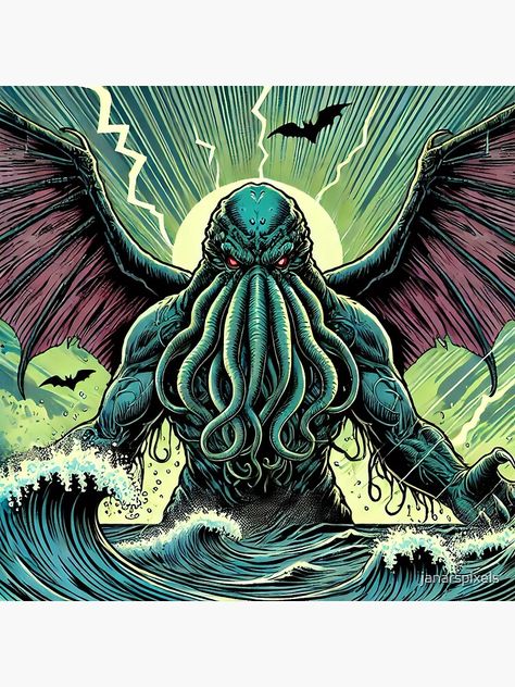 Cathullu Art, Lovecraftian Horror, Cthulhu Mythos, Art Anime, Cthulhu, Pacific Ocean, Dark Fantasy, Tattoos, 10 Things