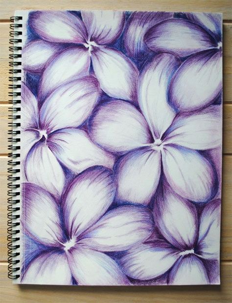 Colored Pencil Techniques. Abstracts  with purple flowers to give you ideas for coloring. #coloredpenciltechniques Purple Colored Pencil Drawings, Cool Color Pencil Drawings, Abstract Colour Pencil Drawings, Cute Color Pencil Art, Flower Drawing Colourful, Pencil Crayon Flowers, Pencil Colour Flowers, Flower Drawing With Color Pencil, Color Pencil Abstract Art