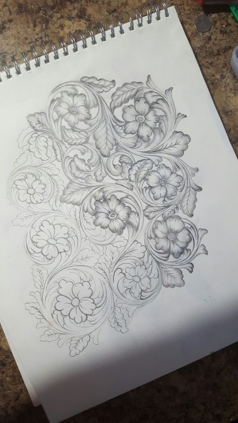 Free Tooling Patterns, Leather Filigree, Leather Working Patterns, Western Tattoos, Leather Tooling Patterns, Tooling Patterns, Flower Drawing Design, Leather Craft Patterns, Energy Art