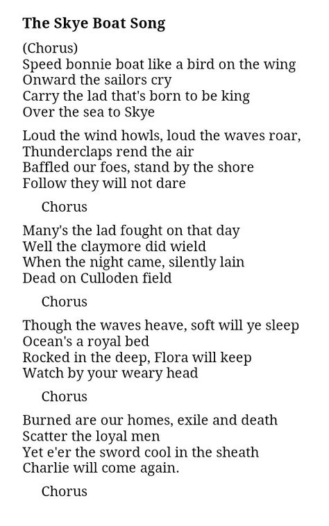 The Skye Boat Song...is the basis for the Outlander theme song. Bear McCreary created new lyrics for Outlander... "Sing me a song of a lass who is gone Say could that lass be I? Merry of soul, she sailed on a day Over the sea to Skye." Skye Boat Song Lyrics, Skye Boat Song, Sing Me A Song Of A Lass That Is Gone, The Skye Boat Song, New Lyrics, Scotland History, Outlander Quotes, Song Words, Outlander Book Series