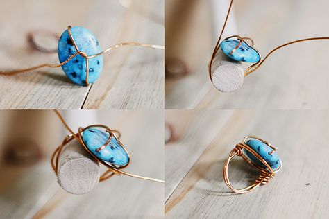 Sincerely, Kinsey: Wire Wrap Ring DIY Diy Stone Rings, Diy Wire Wrapped Rings, Wire Wrap Ring, Wire Jewelry Rings, Types Of Jewelry, Diy Ring, Wire Wrapping Diy, Diy Jewelry Projects, Jewelry Pliers