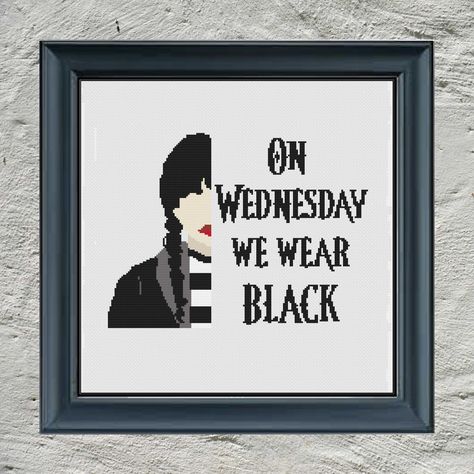 Stitch Art, Dmc Thread, Wednesday Addams, Stitching Art, On Wednesday, Cross Stitch Art, Counted Cross Stitch Patterns, Simple Patterns, We Wear