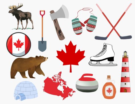 Canada For Kids, Canadian Symbols, Canadian Things, Country Theme, Travel Postcard, Color Palette Bright, Postcard Set, Flags Of The World, World Cultures