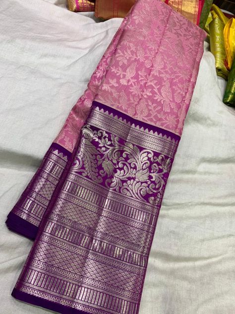 Pattu Sarees Combination, Pattu Sarees For Marriage, Wine Colour Pattu Saree, Wedding Kanchipuram Silk Sarees, Pattu Half Saree Colour Combinations, Pattu Sarees Colour Combinations, Unique Saree Colour Combinations, Lavender Pattu Saree Contrast Blouse, Saree Blouse Colour Combination