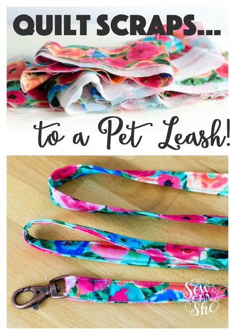 A new Leash for Doggie (or Kitty) from your Quilt Scraps! | She Sews! | Bloglovin’ Dog Leash Diy, Quilt Scraps, Diy Event, Beginner Sewing Projects Easy, Pet Leash, Cute Diy, Leftover Fabric, Fabric Baskets, Sewing Projects For Beginners