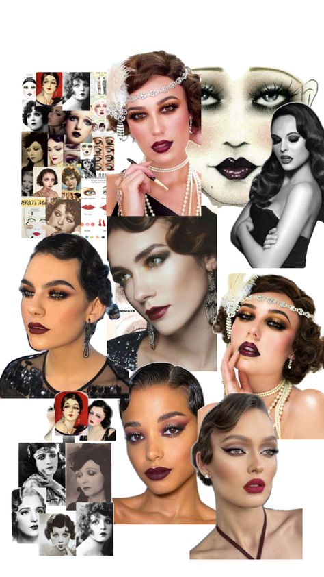 Gatsby Themed Makeup, 1920s Party Makeup, Roaring 20s Hair And Makeup, Great Gatsby Party Makeup, Roaring Twenties Makeup, Chicago Musical Makeup, 20s Style Makeup, Great Gatsby Make Up, Casino Makeup Ideas