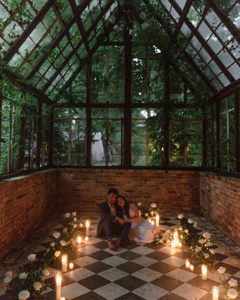 about last night….. 💍💐🕯️loved this beautiful proposal/engagement set up at @sekrittheater last night. huge congrats to Ranier & Kendall on your forever. sometimes people are worried about shooting in the late evening/night, but they knew from the beginning it would create the perfect mood with the candles. love love love how these moments came together to create the perfect ambience in the greenhouse! . . . . #greenhouse #greenhousewedding #atx #atxwedding #austinweddings #proposal #shesaidy... Proposal Venue Ideas, Intimate Engagement Proposal Ideas, Lantern Proposal, Gazebo Proposal Ideas, Dream Proposal Romantic, Greenhouse Proposal, Wlw Proposal, Small Proposal Ideas, Simple Engagement Proposal Ideas